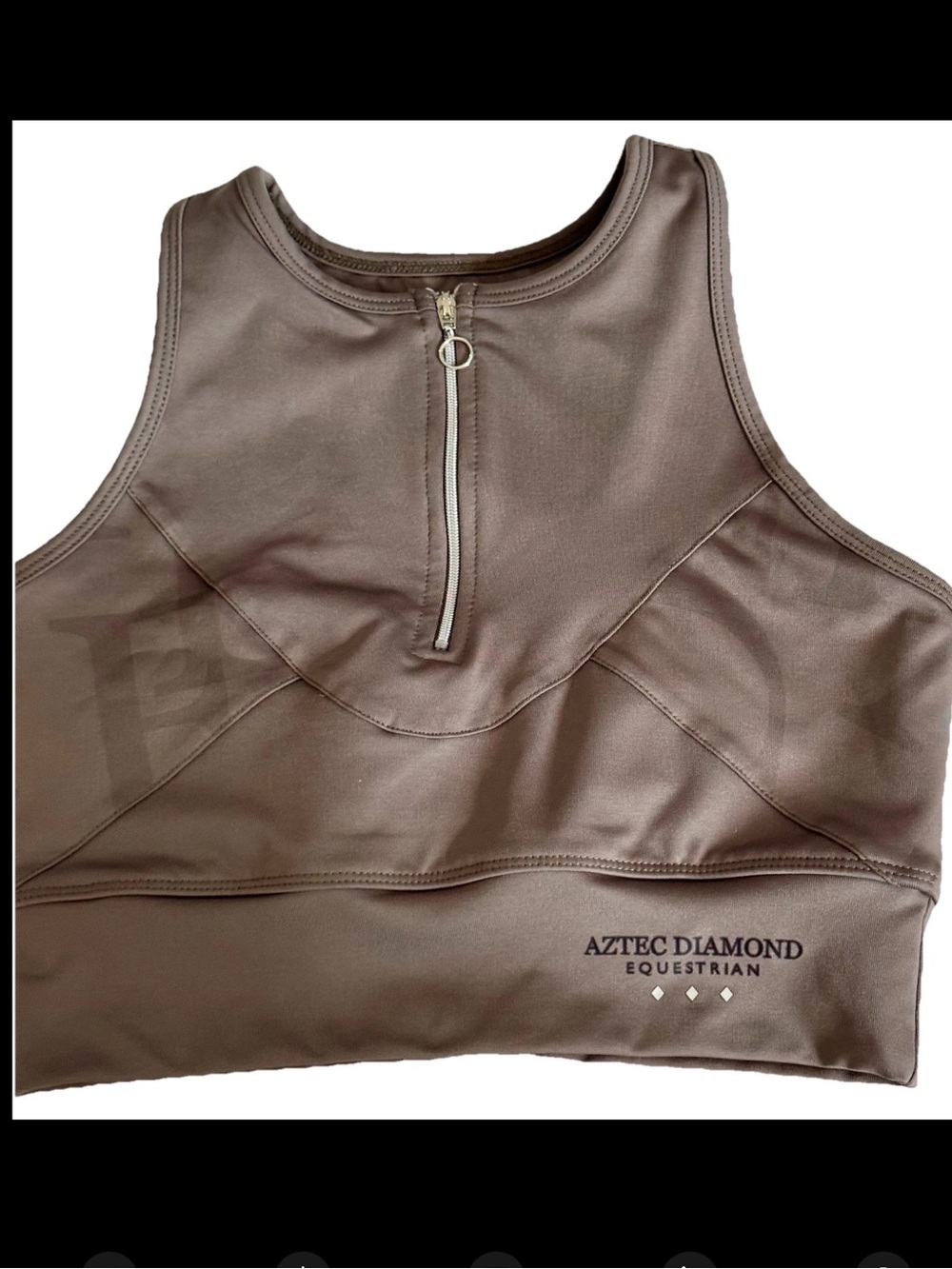 Aztec Diamond Equestrian Limited Collection Taupe 1/4 Zip Crop Top Bra NWOT XS